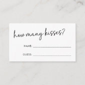 Schwarz & Weiß Minimalskript Wie viele Kisses Game Begleitkarte (Vorderseite)