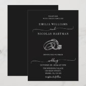 Schwarz-Weiß-MinimalWedding Einladung (Vorne/Hinten)