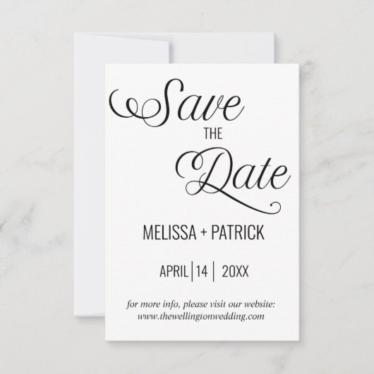 Schwarz-Weiß-MinimalWedding Save The Date (Vorderseite)