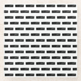 Schwarz-Weiß "Minus" Mathematik Symbol Lino Cut Glasuntersetzer