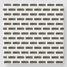 Schwarz-Weiß "Minus" Mathematik Symbol Lino Cut Steinuntersetzer