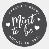 Schwarz-Weiß-Minze als Gastgeschenk Hochzeit Runder Aufkleber (Vorderseite)