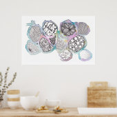 Schwarz-Weiß-Mischmedien, Doodfarben, Aquarellfarb Poster (Küche)