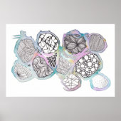 Schwarz-Weiß-Mischmedien, Doodfarben, Aquarellfarb Poster (Vorne)