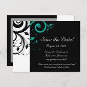 Schwarz-Weiß mit Aquamarinem Rückwärtswirbel Ankündigungspostkarte (Vorne/Hinten)