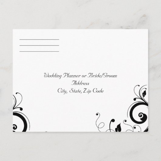 Schwarz-Weiß mit Aquamarinem Rückwärtswirbel Einladungspostkarte (Rückseite)