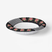 Schwarz-Weiß mit Blumen Pappteller (Gewinkelt)