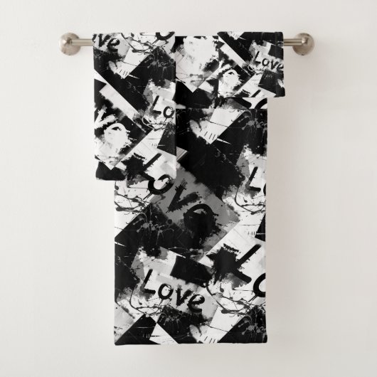 Schwarz-Weiß mit Flecken in der Liebe Badhandtuch Set (Insitu)