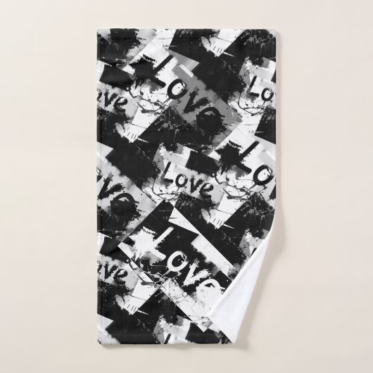 Schwarz-Weiß mit Flecken in der Liebe Badhandtuch Set (Handtuch)