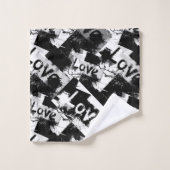 Schwarz-Weiß mit Flecken in der Liebe Badhandtuch Set (Waschlappen)