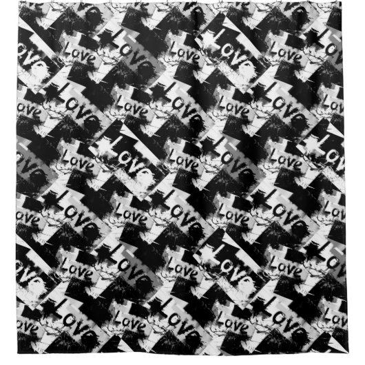 Schwarz-Weiß mit Flecken in der Liebe Duschvorhang (Vorderseite)