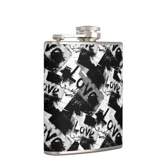 Schwarz-Weiß mit Flecken in der Liebe Flachmann (Rechts)