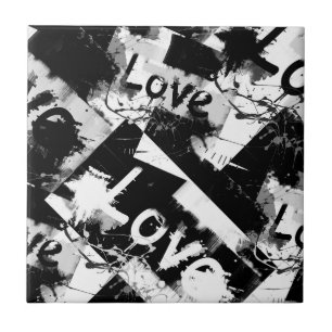 Schwarz-Weiß mit Flecken in der Liebe Fliese