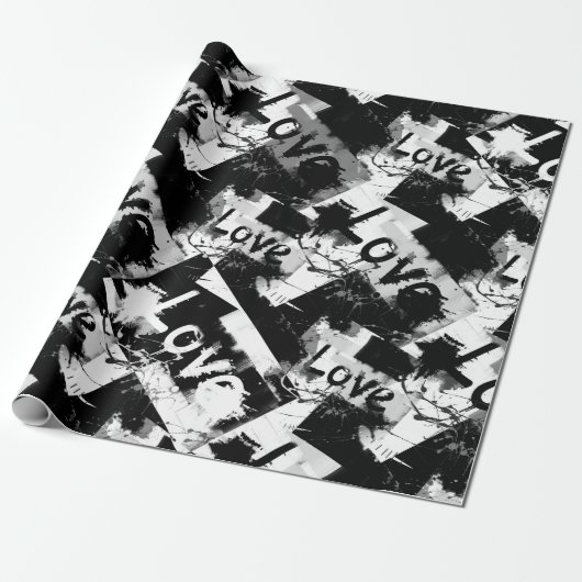 Schwarz-Weiß mit Flecken in der Liebe Geschenkpapier (Ungerollt)