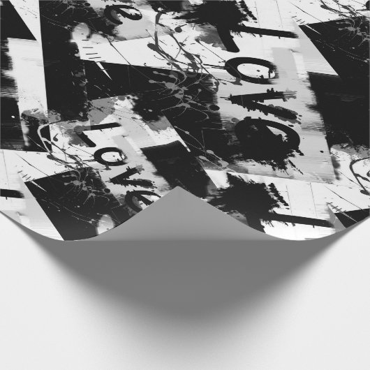 Schwarz-Weiß mit Flecken in der Liebe Geschenkpapier (Ecke)