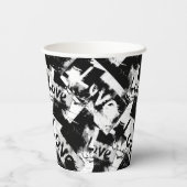 Schwarz-Weiß mit Flecken in der Liebe Pappbecher (Rückseite)