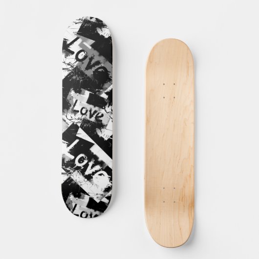 Schwarz-Weiß mit Flecken in der Liebe Skateboard (Vorderseite)