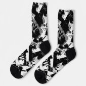 Schwarz-Weiß mit Flecken in der Liebe Socken (Linkes Detail)