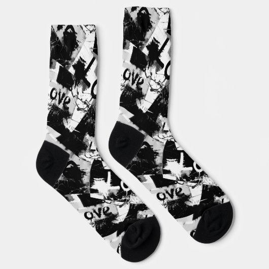 Schwarz-Weiß mit Flecken in der Liebe Socken (Rechts)
