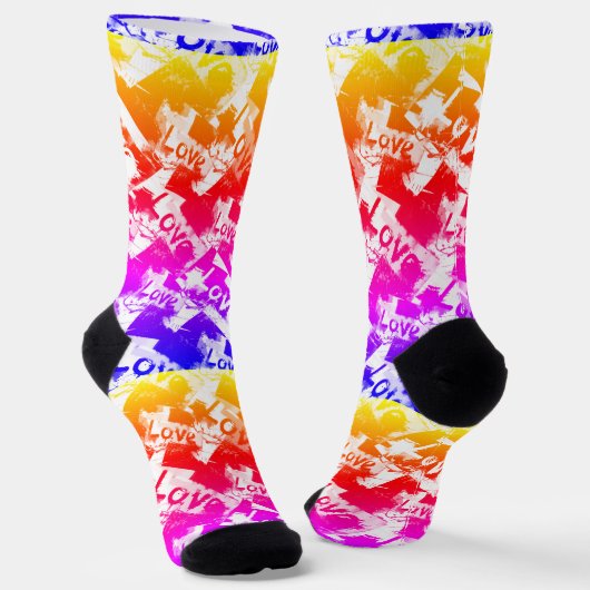 Schwarz-Weiß mit Flecken in der Liebe Socken (Gewinkelt)