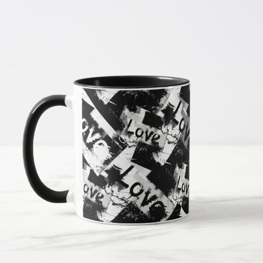 Schwarz-Weiß mit Flecken in der Liebe Tasse (Links)