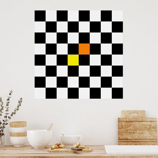 Schwarz, weiß, mit gelb orangefarbener Karton Poster (Küche)