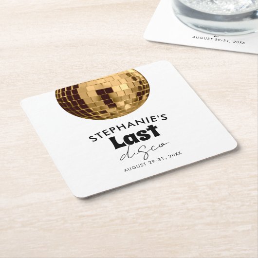 Schwarz-Weiß mit Gold Letzte Disco Rechteckiger Pappuntersetzer (angewinkelt)