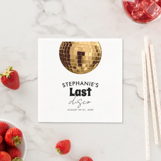 Schwarz-Weiß mit Gold Letzte Disco Serviette (Beispiel)
