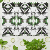 Schwarz & Weiß mit Grün, Verhältnis virtueller Lin Geschirrtuch (Gefaltet)