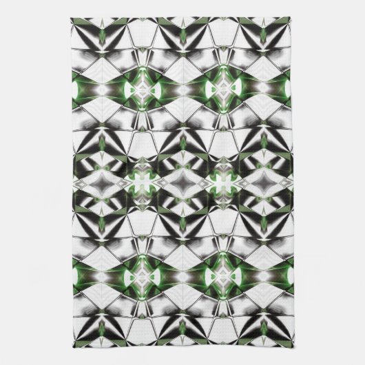 Schwarz & Weiß mit Grün, Verhältnis virtueller Lin Geschirrtuch (Vertikal)
