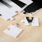Schwarz-Weiß mit grünem Schein des Waldes Puzzle (Seite)
