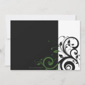 Schwarz-Weiß mit grünem Swirl-Akzent Einladung (Rückseite)