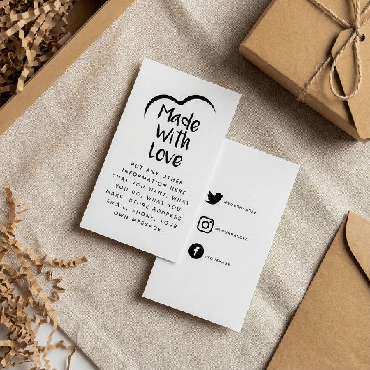 Schwarz-Weiß mit Herz-Liebe-Silhouette Begleitkarte