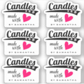 Schwarz-Weiß mit Liebe Rosa Herzkerzen Aufkleber (Vorderseite)