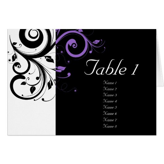 Schwarz-Weiß mit Lila Swirl-Akzent (Vorderseite (Horizontal))