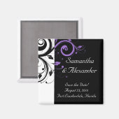 Schwarz-Weiß mit Lila Swirl-Akzent Magnet (Vorderseite/Rückseite)