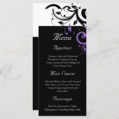 Schwarz-Weiß mit Lila Swirl-Akzent Menükarte (Vorne/Hinten)