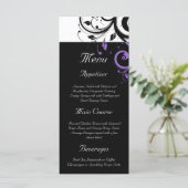 Schwarz-Weiß mit Lila Swirl-Akzent Menükarte (Stehend Vorderseite)