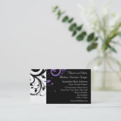 Schwarz-Weiß mit Lila Swirl-Akzent Visitenkarte (Stehend Vorderseite)