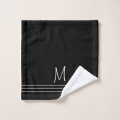 Schwarz-Weiß-Mit Monogramm Badhandtuch Set (Waschlappen)