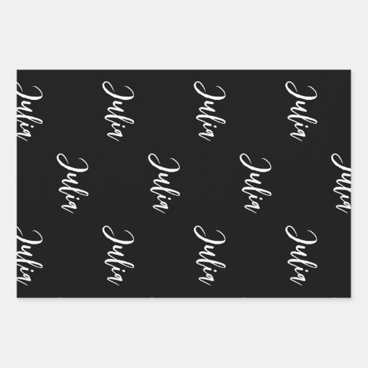Schwarz-Weiß-Mit Monogramm Geschenkpapier Set (Vorderseite)