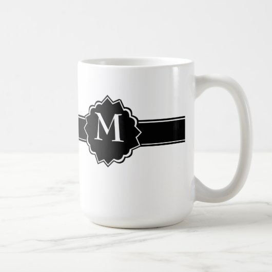 Schwarz-weiß Mit Monogramm Kaffeetasse (Rechts)