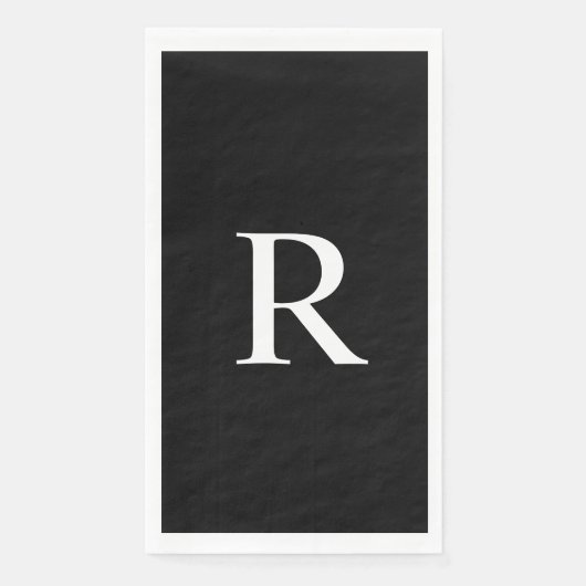 Schwarz-Weiß-Mit Monogramm Papierhandtücher Serviette (Vorderseite)
