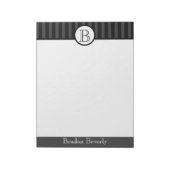 Schwarz-Weiß-Mit Monogramm Personalisiert Notizblock (Rotiert)