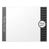Schwarz-Weiß-Mit Monogramm Personalisiert Notizblock (Vorderseite)
