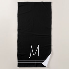 Schwarz-Weiß-Mit Monogramm Strandtuch