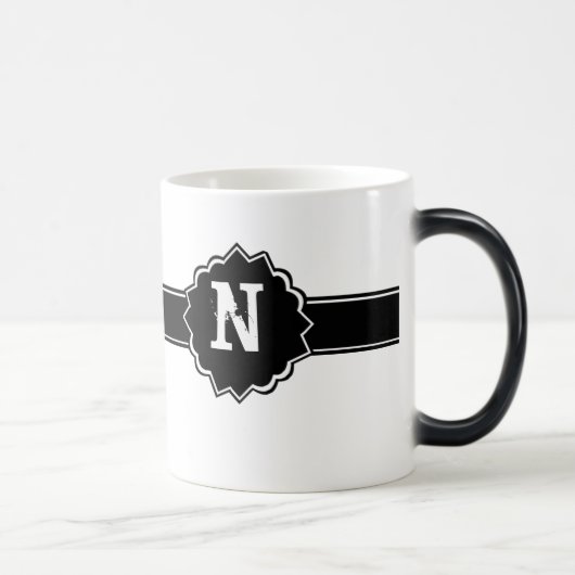 Schwarz-weiß Mit Monogramm Verwandlungstasse (Rechts)