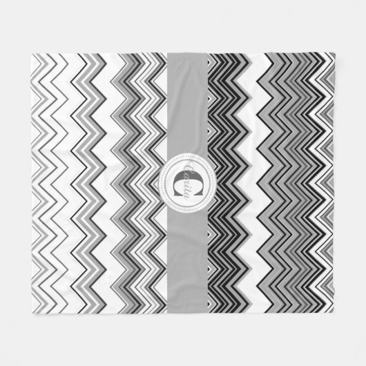 Schwarz/Weiß Mit Monogramm Zickzack Fleece blau (Vorderseite (Horizontal))