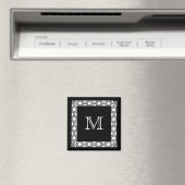 Schwarz-Weiß-Mit Monogramm Zimmertür-Markierung Magnet (In Situ (Geschirrspüler))
