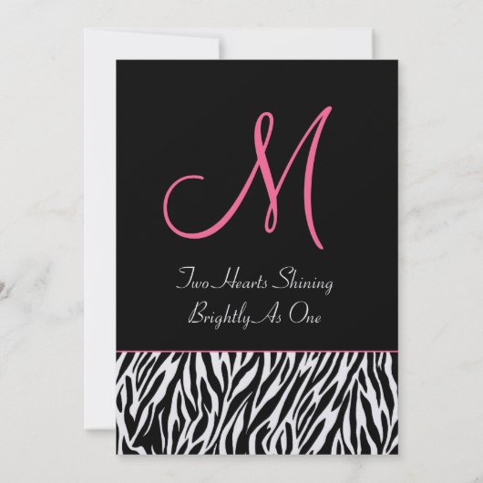 Schwarz-weiß mit Pink Zebra Wedding Metallic Paper Einladung (Rückseite)
